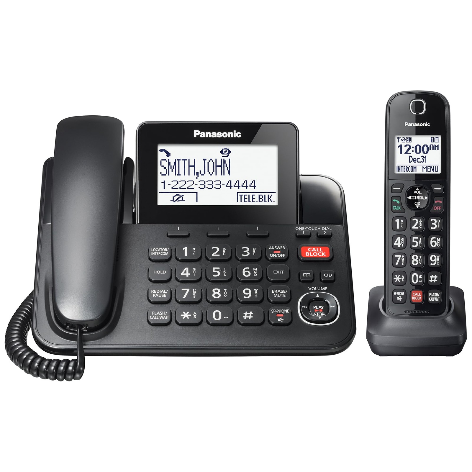 Cordless Phone 1 Handset Call Block Digital Answering Machine KX-TGF850B 2-Way