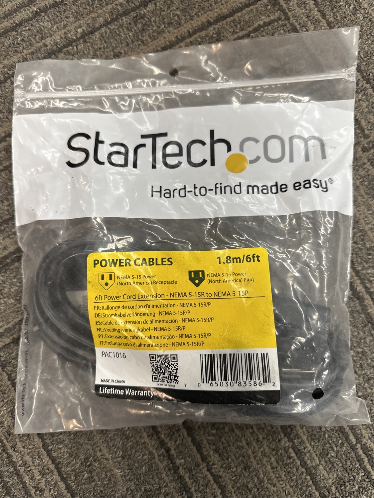StarTech Power Cables 6ft Black Qty4