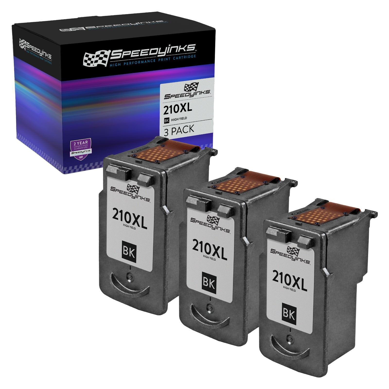 3 Pack Canon PG-210XL High Yield Black Reman Inkjet Cartridge