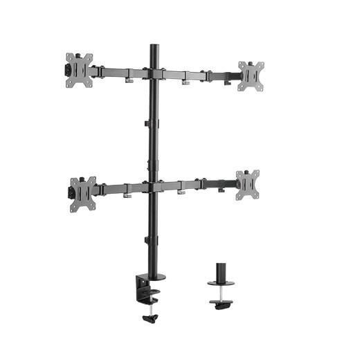 Quad Monitor Desk Mount Adjustable Clamp Stand Heavy Duty 4 Screens up to 32"