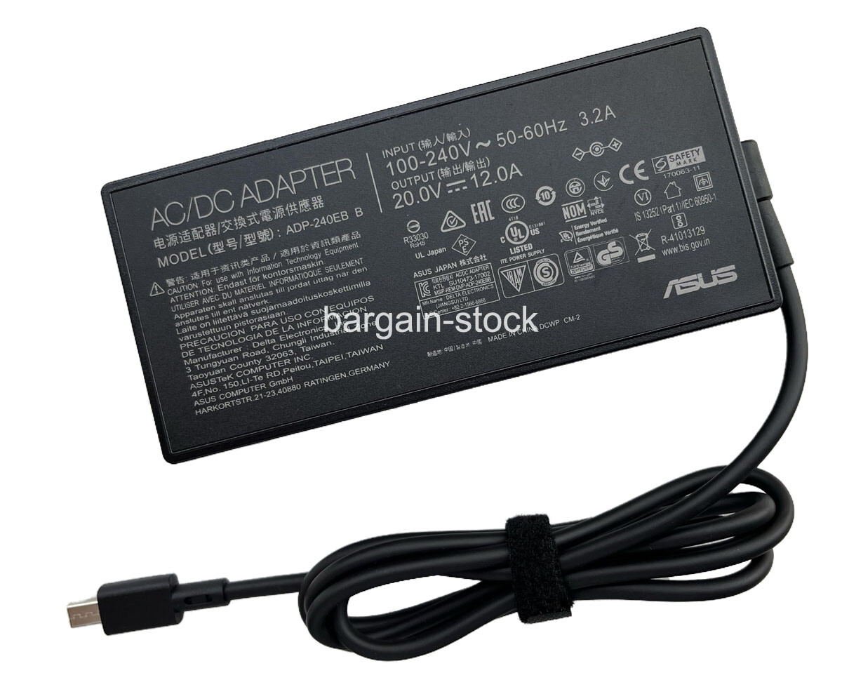 12A 20V 240W Rectangle Conn AC Adapter Charger For ASUS ROG Zephyrus G16 GU605MI