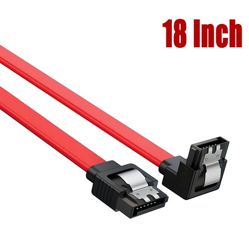 SATA III Cable 6Gbps 90 Degree Right Angle Locking Latch 18 Inches for HDD Lot