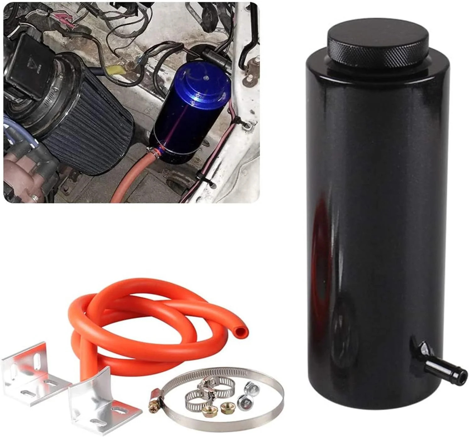 RYANSTAR Universal 800ml Coolant Expansion Tank Billet Aluminum Black