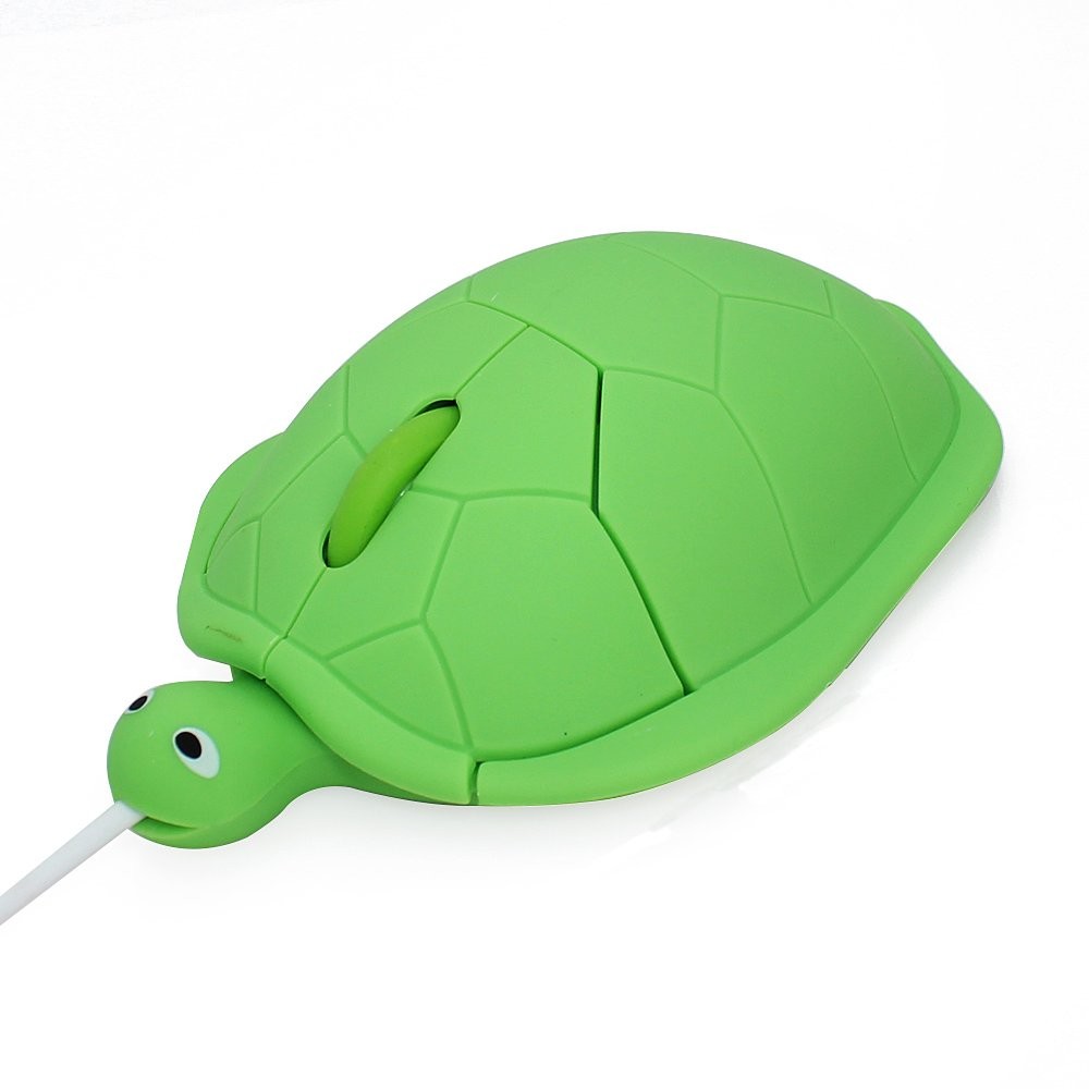 Cute Turtle Shape USB Wired Optical Mouse 1200DPI 3.6FT Cord Laptop PC Green