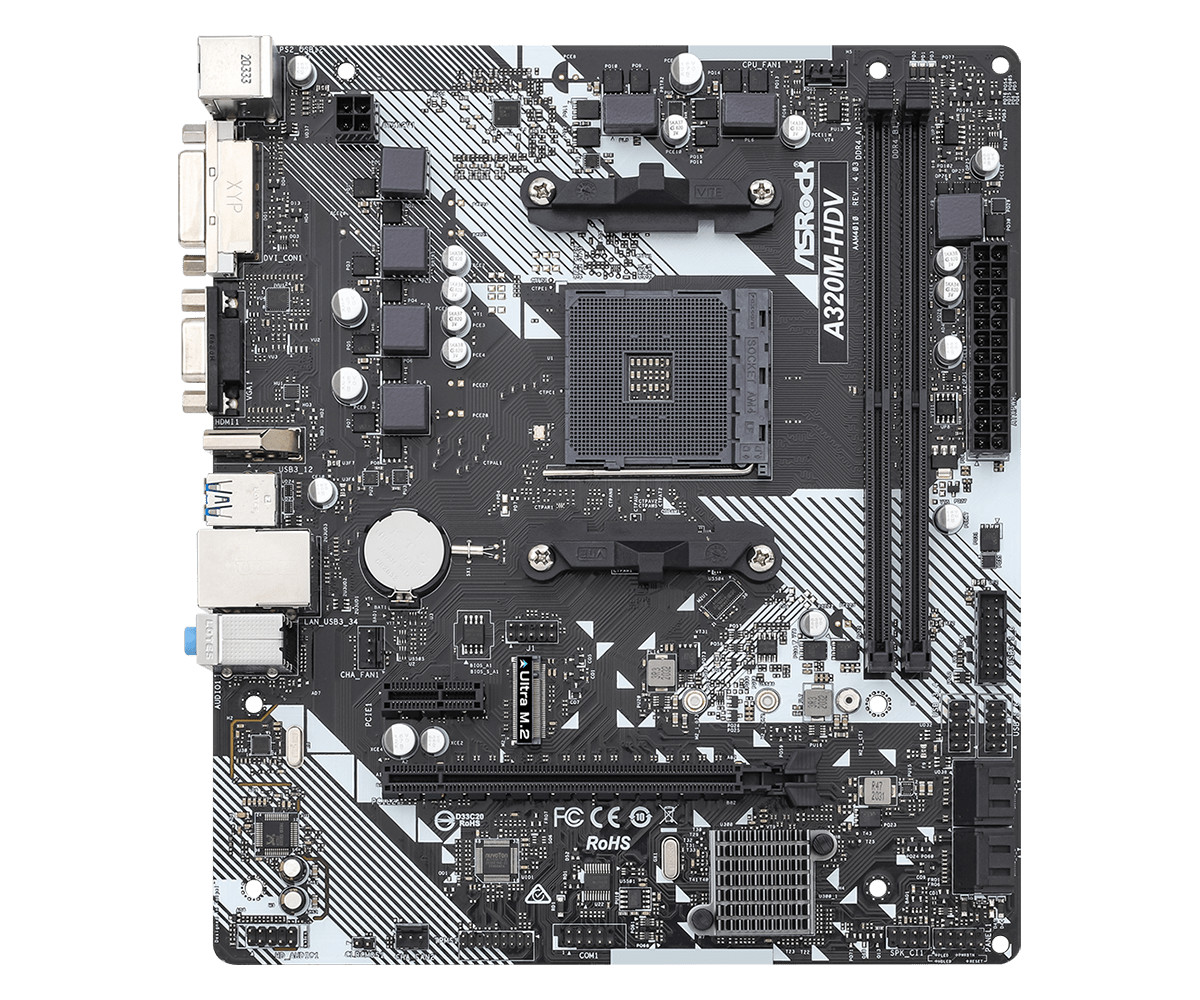 A320 Original Motherboard A320M HDV R4.0 Socket AM4 DDR4 32GB M.2 PCI-E 3.0 VGA