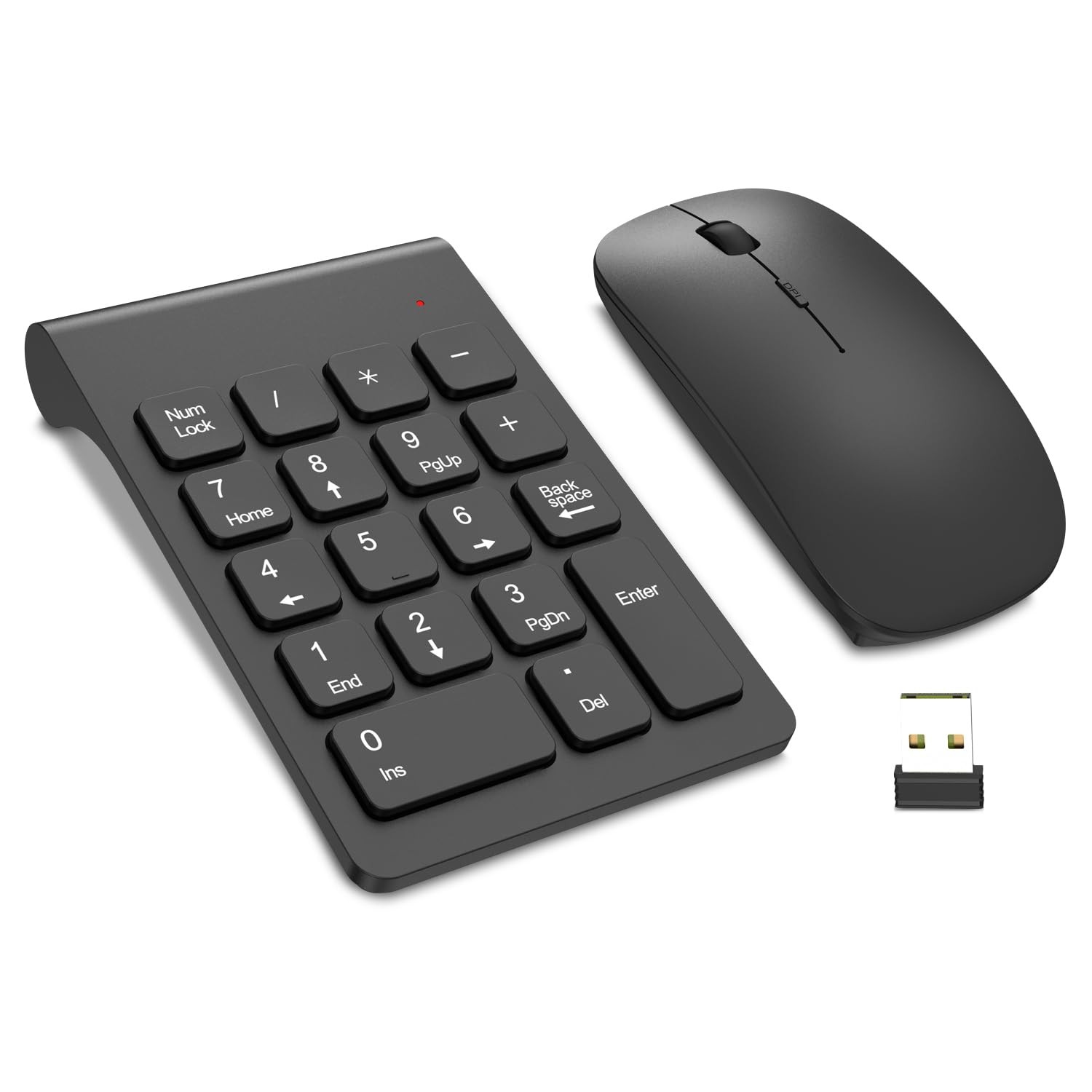 TRELC Wireless Numeric Keypad, Mini 2.4G 18 Keys Number Pad, Portable Black
