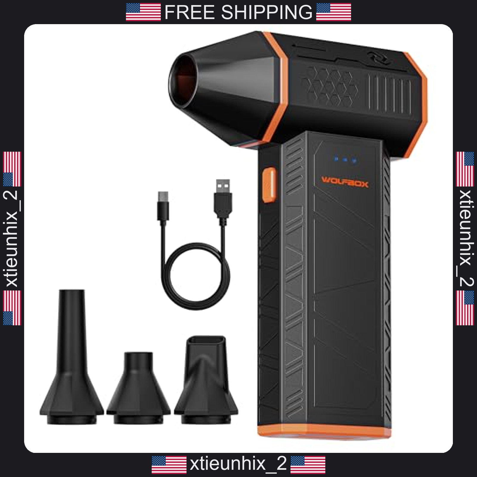 Electric Air Duster WOLFBOX MegaFlow 50, 110,000 RPM, 3-Speed, Reusable