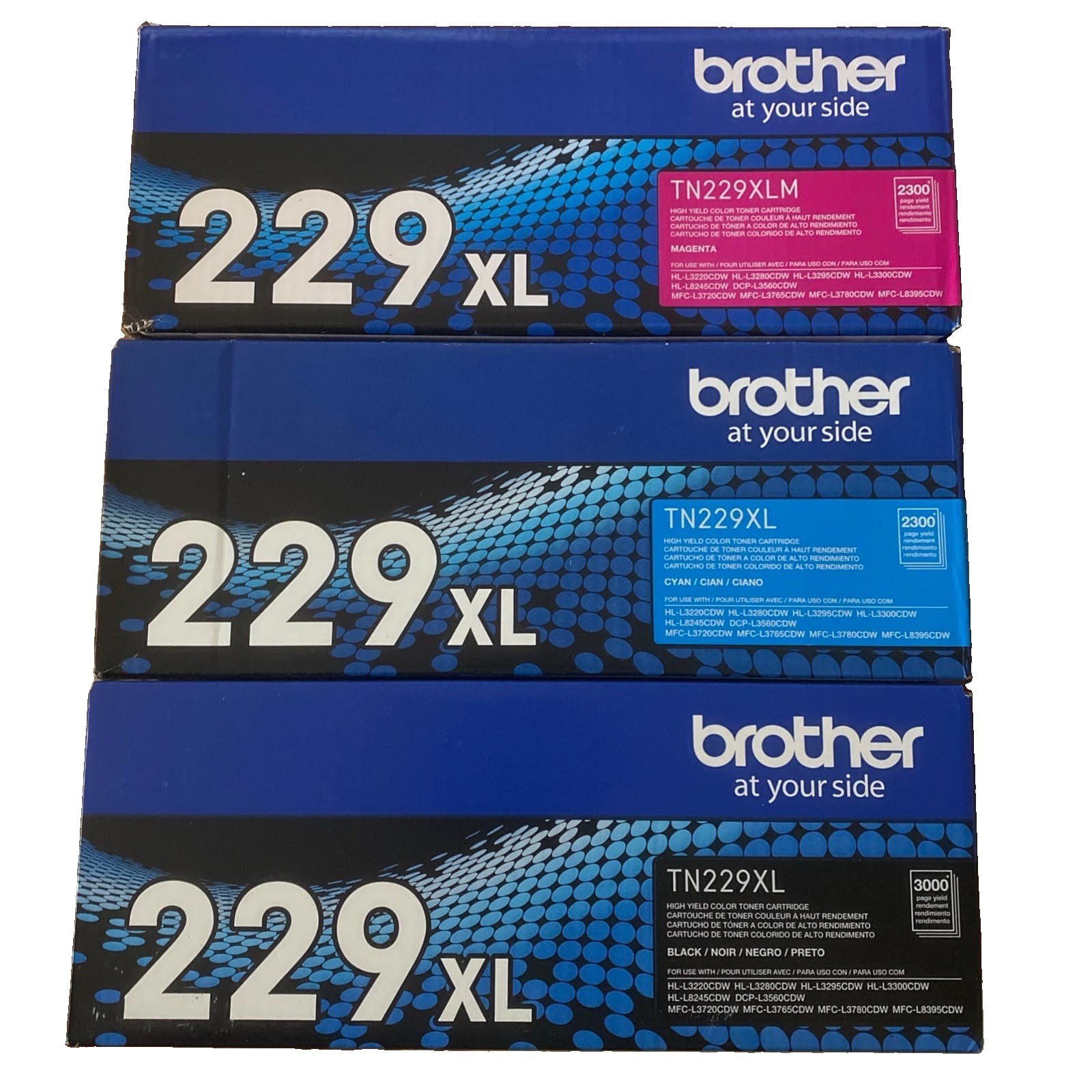 Genuine Brother TN229XL Toner Cartridges Set Black Cyan Magenta  3-Pack Sealed