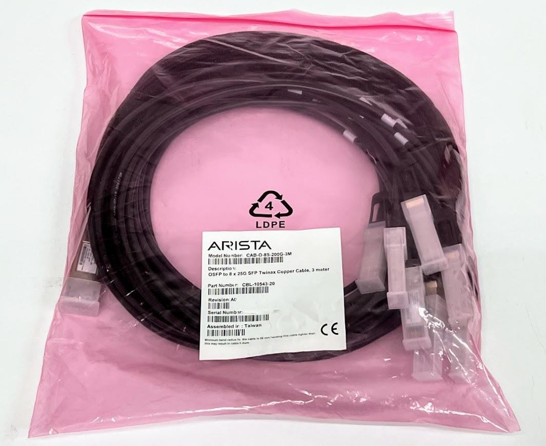 Arista CAB-O-8S-200G-3M OSFP to 8x 25G SFP28 Twinax Copper DAC 3m