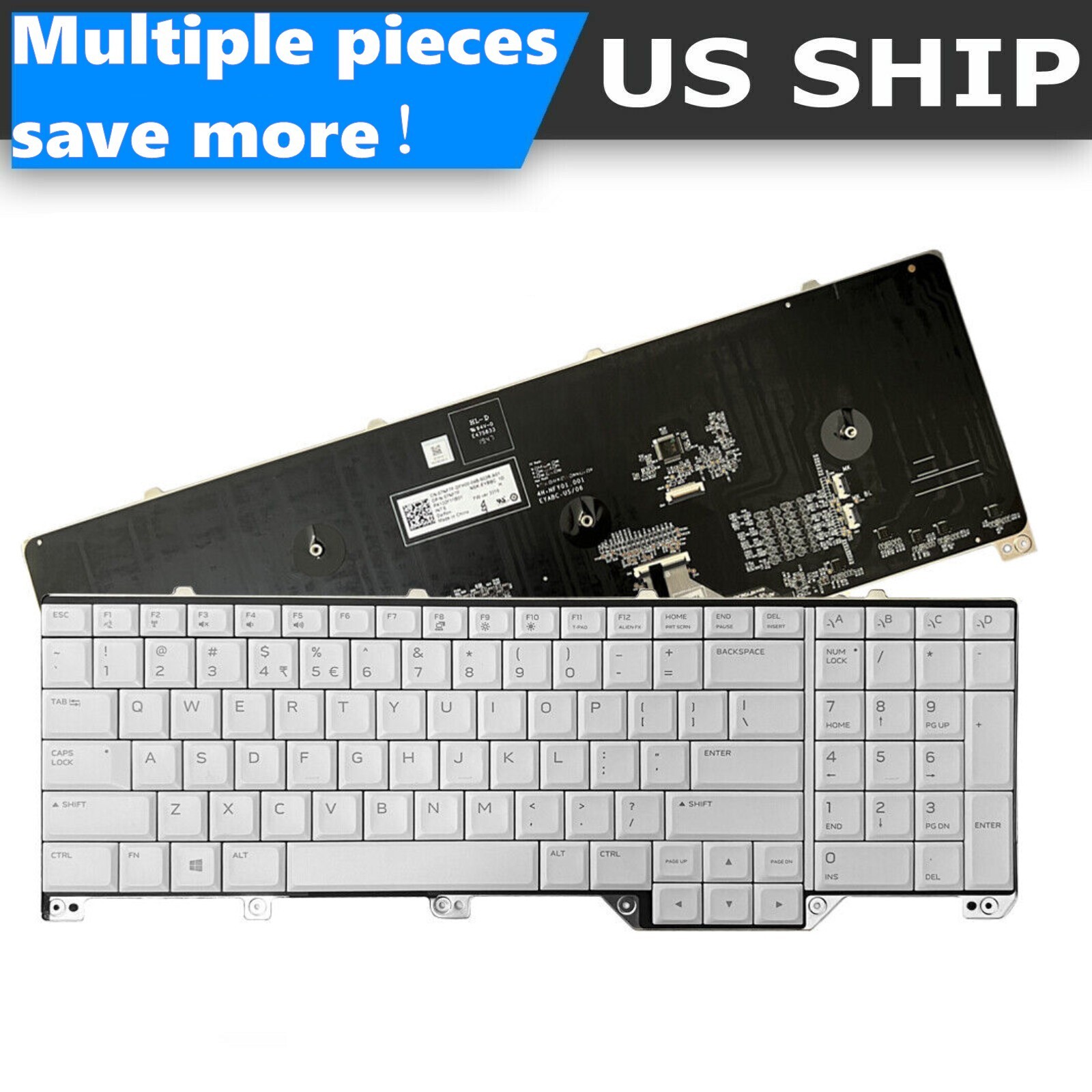 For Dell Alienware 17 R5 Area 51M 07NF7F RGB US Keyboard W/ Backlit PK132F11B01