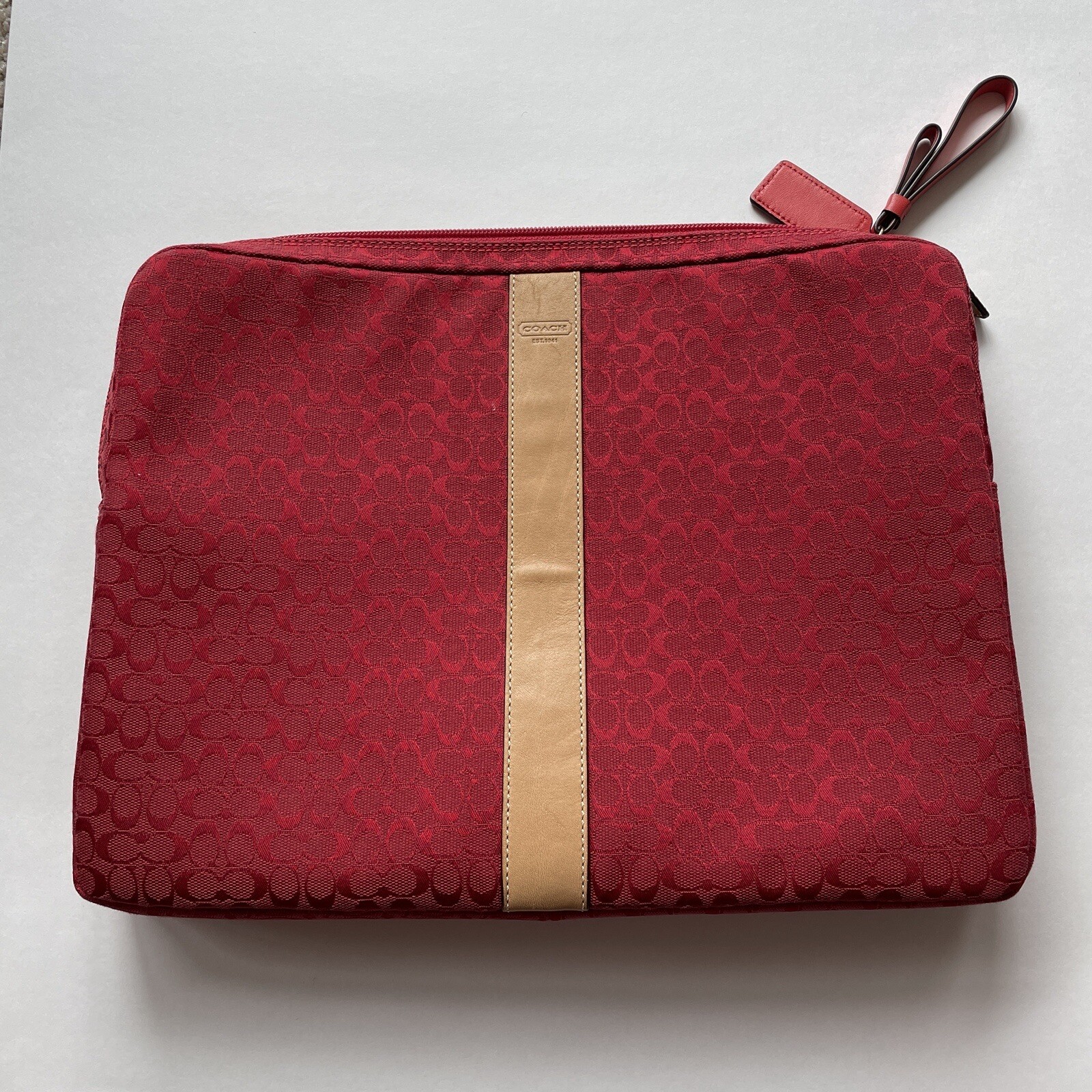 Coach Laptop Padded Case Red Logo Signature