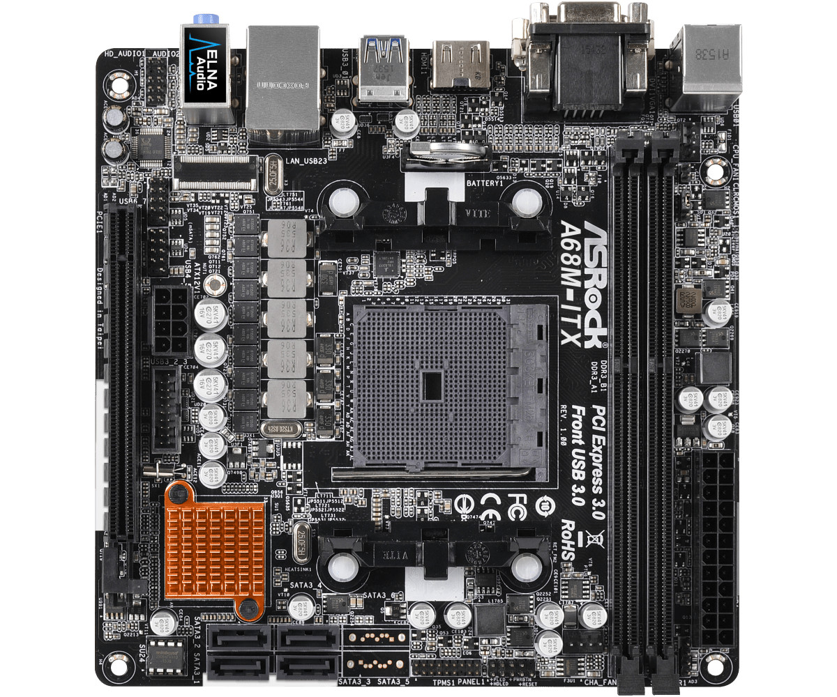 For ASROCK A68M-ITX Motherboard A68H 2*DDR3 32G HDMI+DVI M-ITX Tested ok