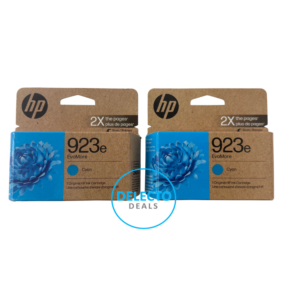 GENUINE 2-PACK HP 923e EvoMore CYAN Ink 4K0T4LN NEW SEALED BOXES 2028