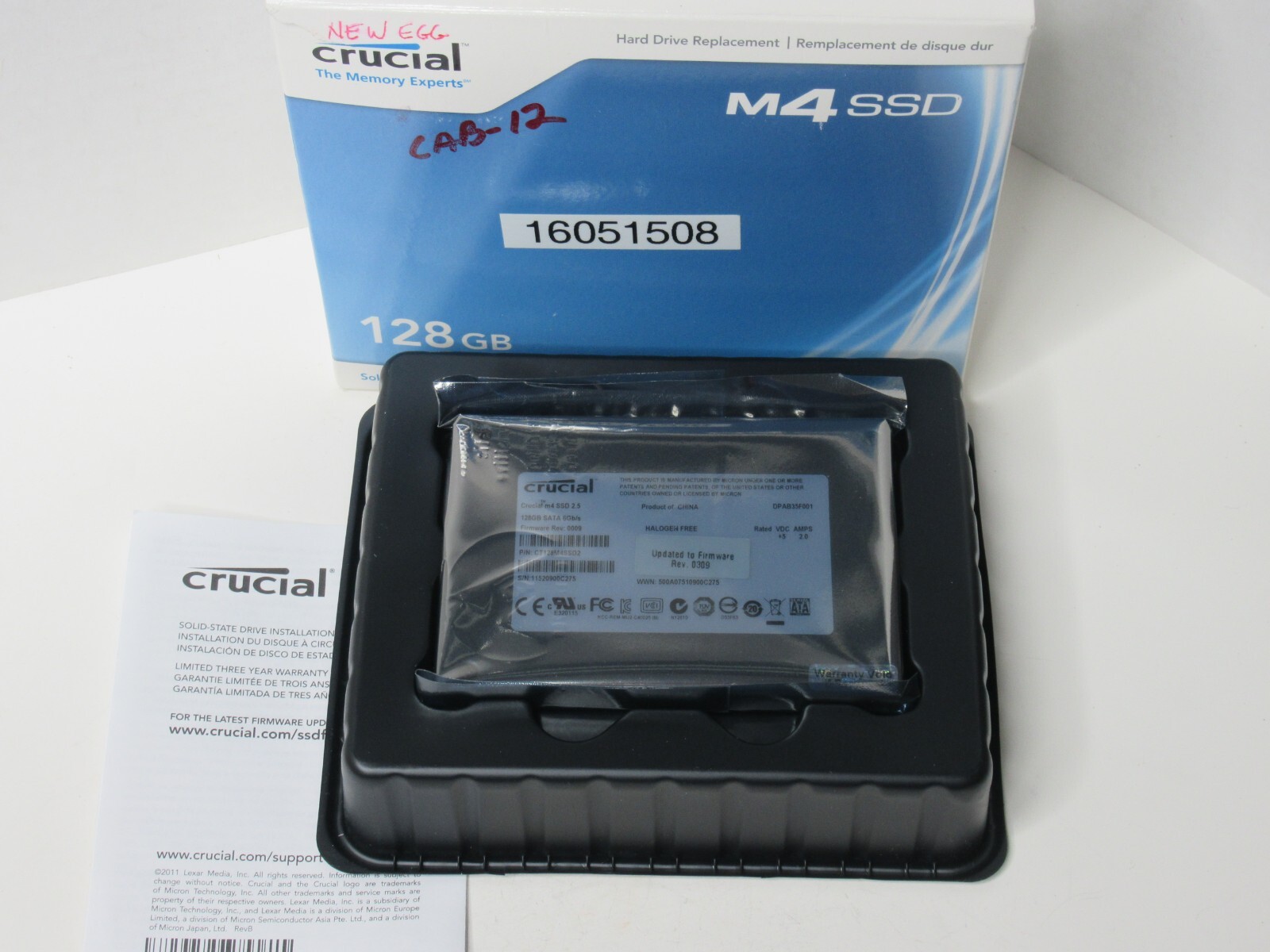 (NEW) CRUCIAL BL11HR.SF CT128M4SSD2.1JFX030902 M4 Solid State Drive 128GB