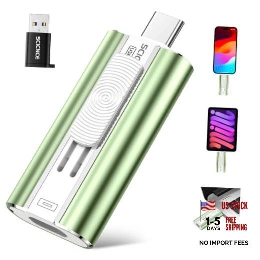 256GB Dual Interface USB Flash Drive, Plug & Play No App Sage Green 256 GB