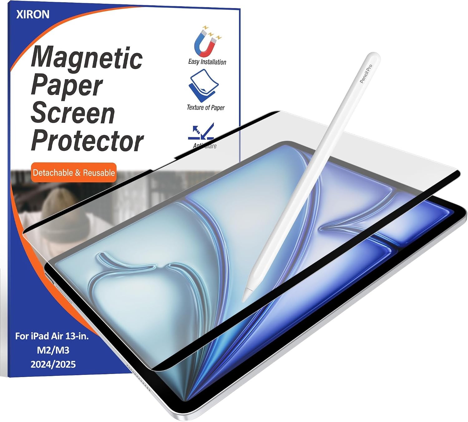 Magnetic Paper Screen Protector for iPad Air 13 inch, Anti-Glare, Anti-Scratch