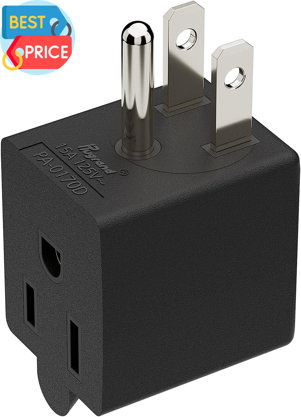90 Degree Adapter Right Angled Downward Angled USA 3-Prong Male-Female Adapter,9