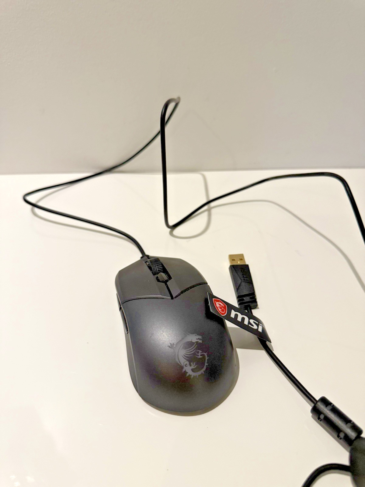 MSI Gaming Mouse Wired Black Dragon Logo Never Used No Box Clutch GM11