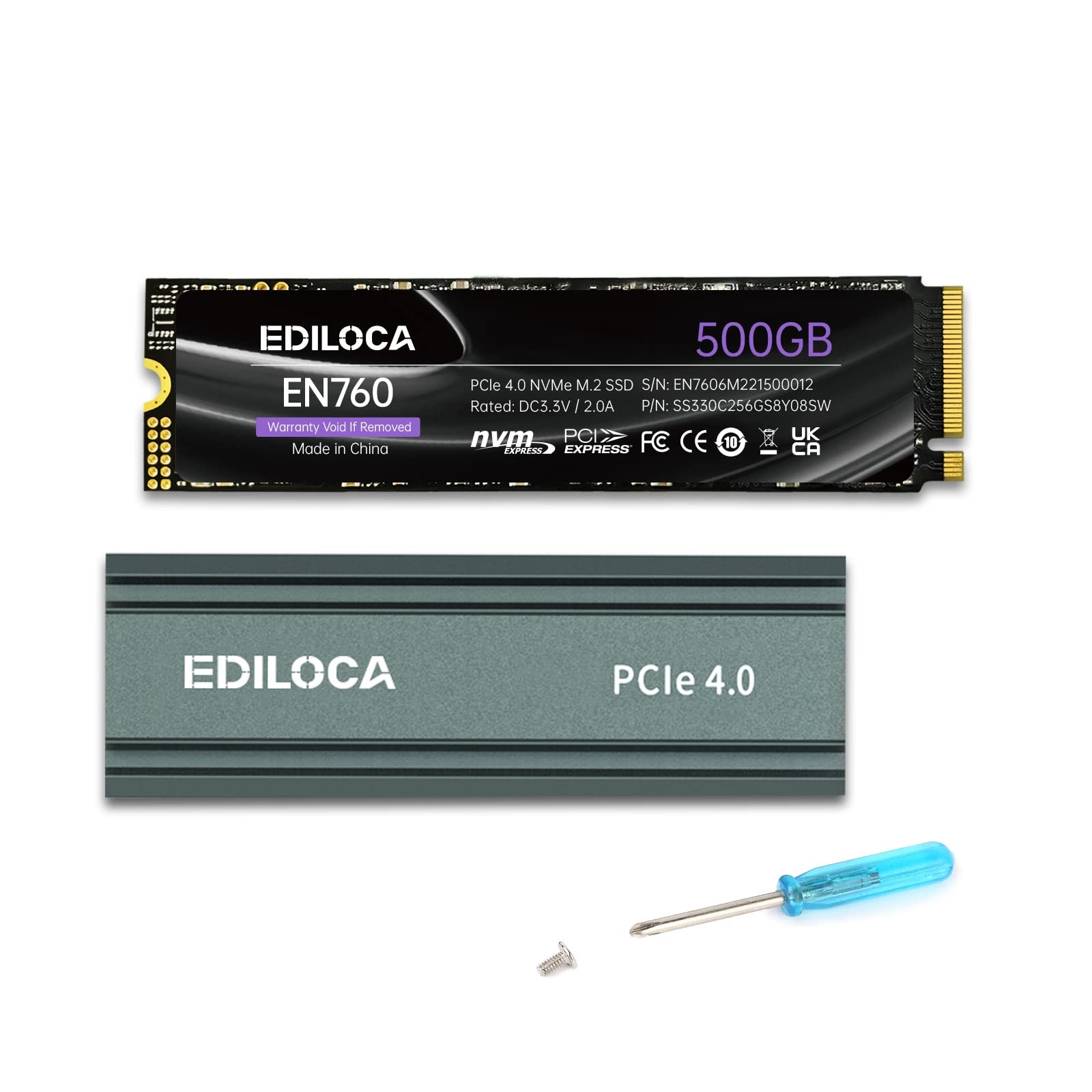 500GB M2 NVME SSD with Heatsink - PCIe Gen4.0 NVMe M.2 2280 3D NAND TLC