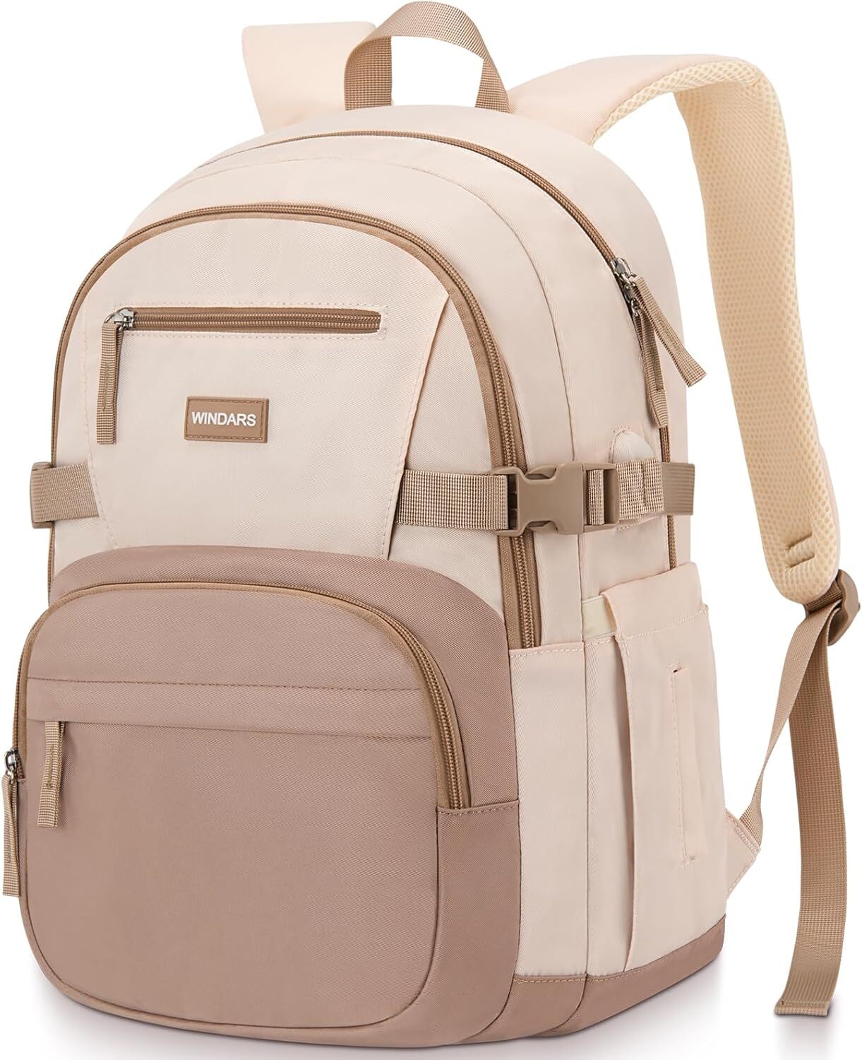Backpack for School Girls, Cute High Backpacks 15.6 inch, Beige Khaki 