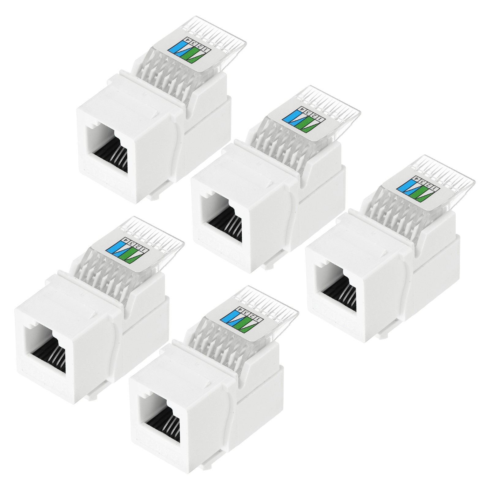 5 Pack RJ11 Cat 3 Telephone Jack, Cat3 Coupler Phone Adapter, White, 17mm