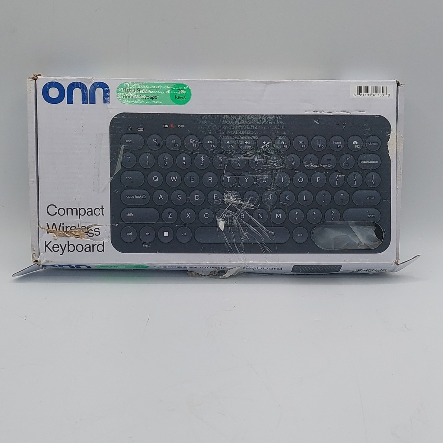 onn Compact Wireless Keyboard 78 Keys Quiet Keys Black AB-13