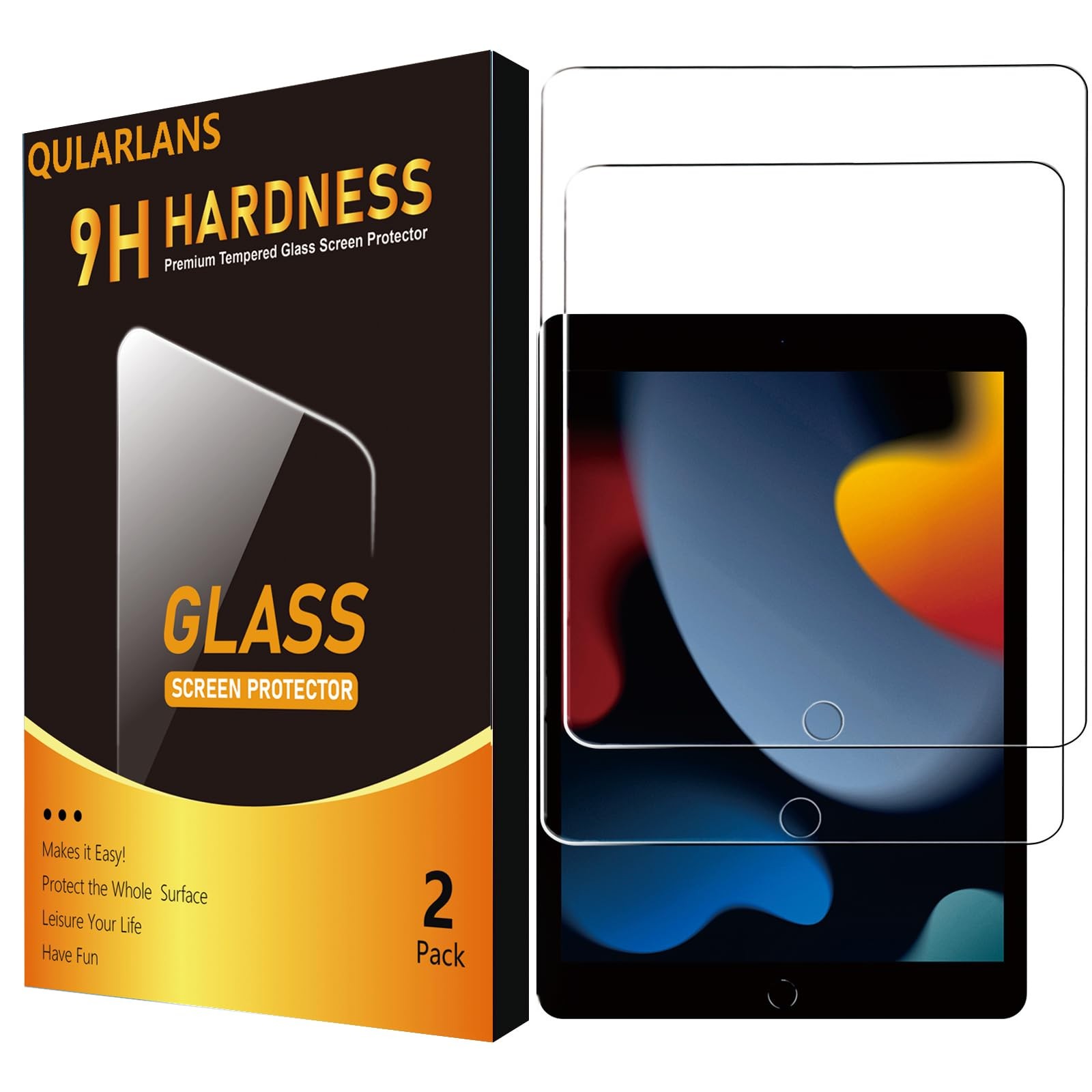 Qularlans 2 Pack Screen iPad 9th/8th/7th Gen (2021/2020/2019), Clear