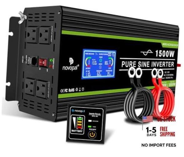 Pure Sine Wave Inverter 12V DC to 110V/120V AC Converter 1500W12V
