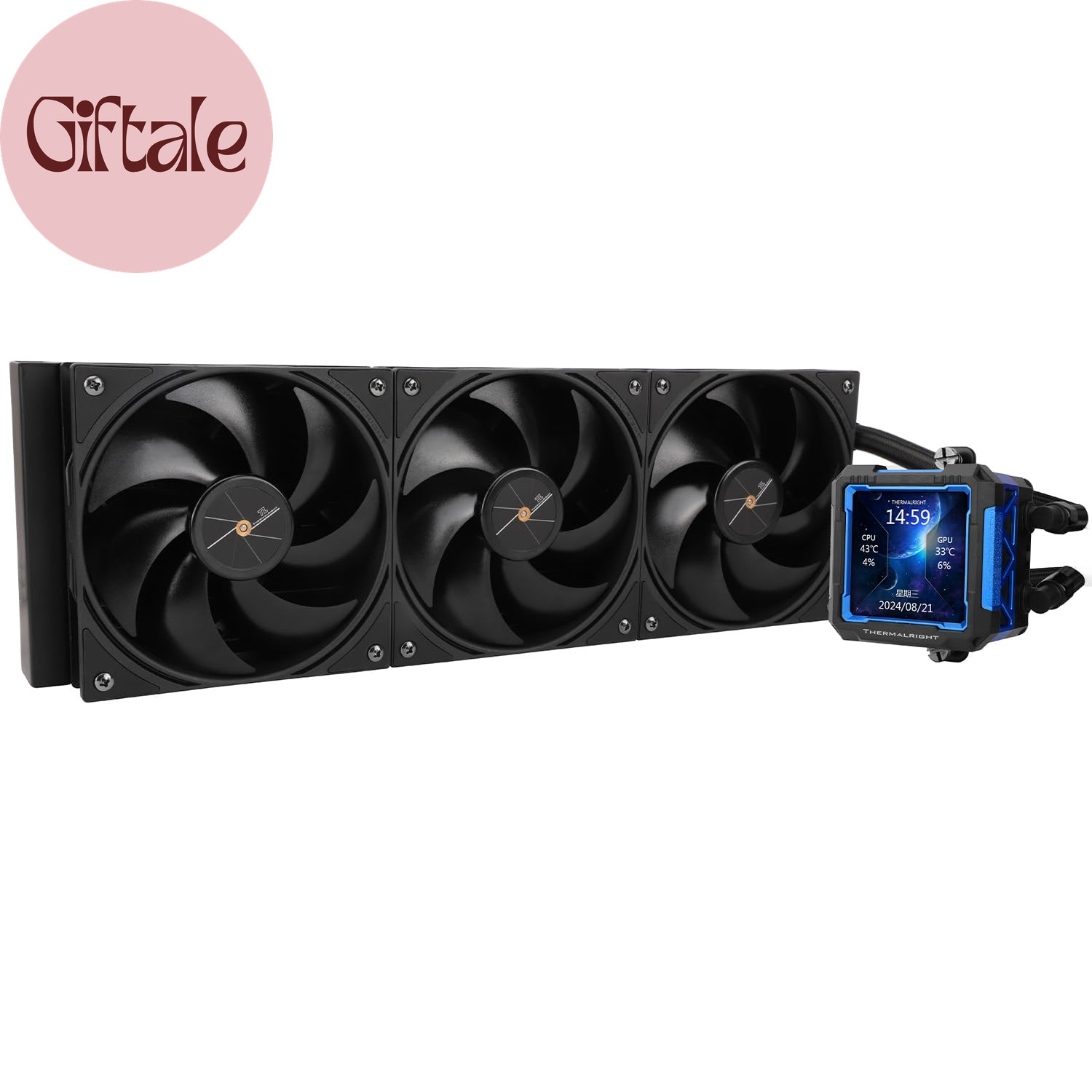 FW PRO 360 Black CPU AIO Cooler,Ips LCD Screen with 320 * 320 Resolution,For Am5