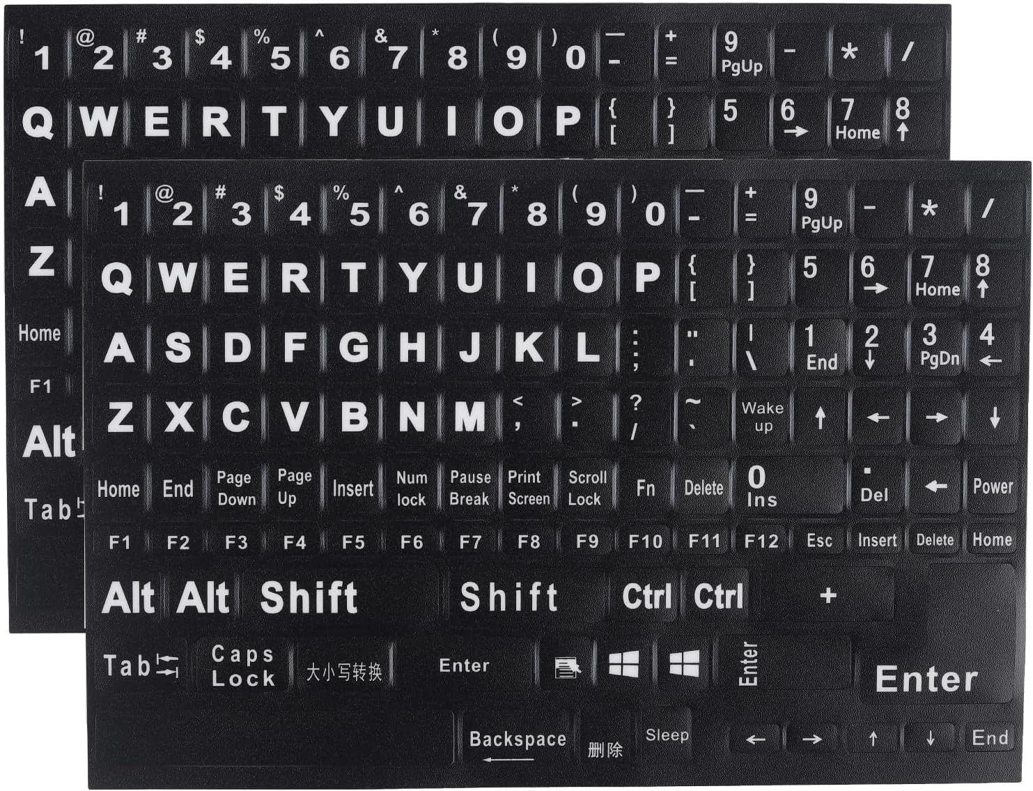 2 Pack English Keyboard Stickers Big Letter Full Set , Universal PC Computer