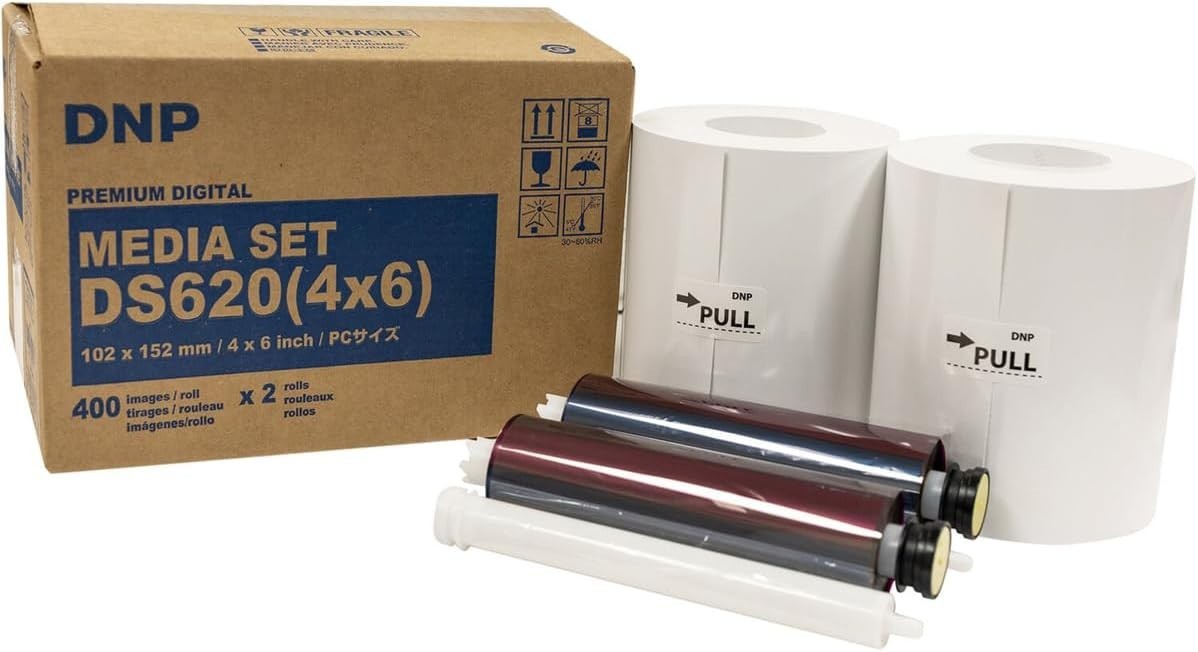 DNP 4X6" Dye Sub Media for DS620A Printer, 400 Prints per Roll, 2 Piece