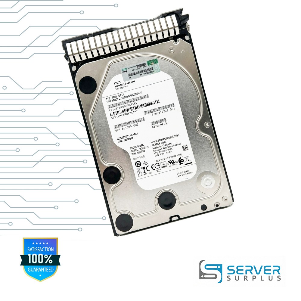HPE HUS722T1TALA604 1TB SATA 7200 RPM 3.5 in Enterprise HDD | 872329-001