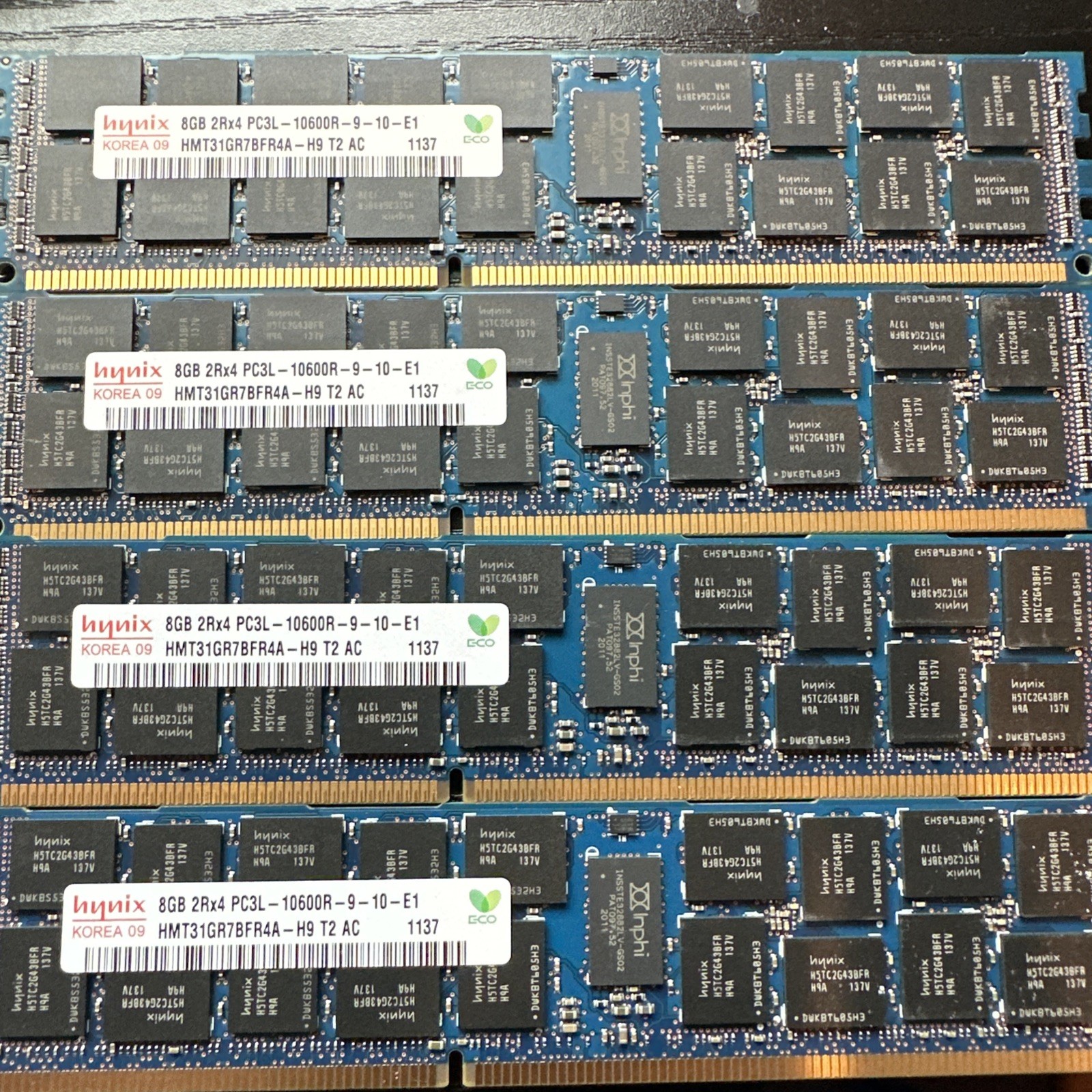 4x Samsung 8GB 2Rx4 PC3L-10600R DDR3 ECC Server Memory Ram M393B1K70CH0-YH9