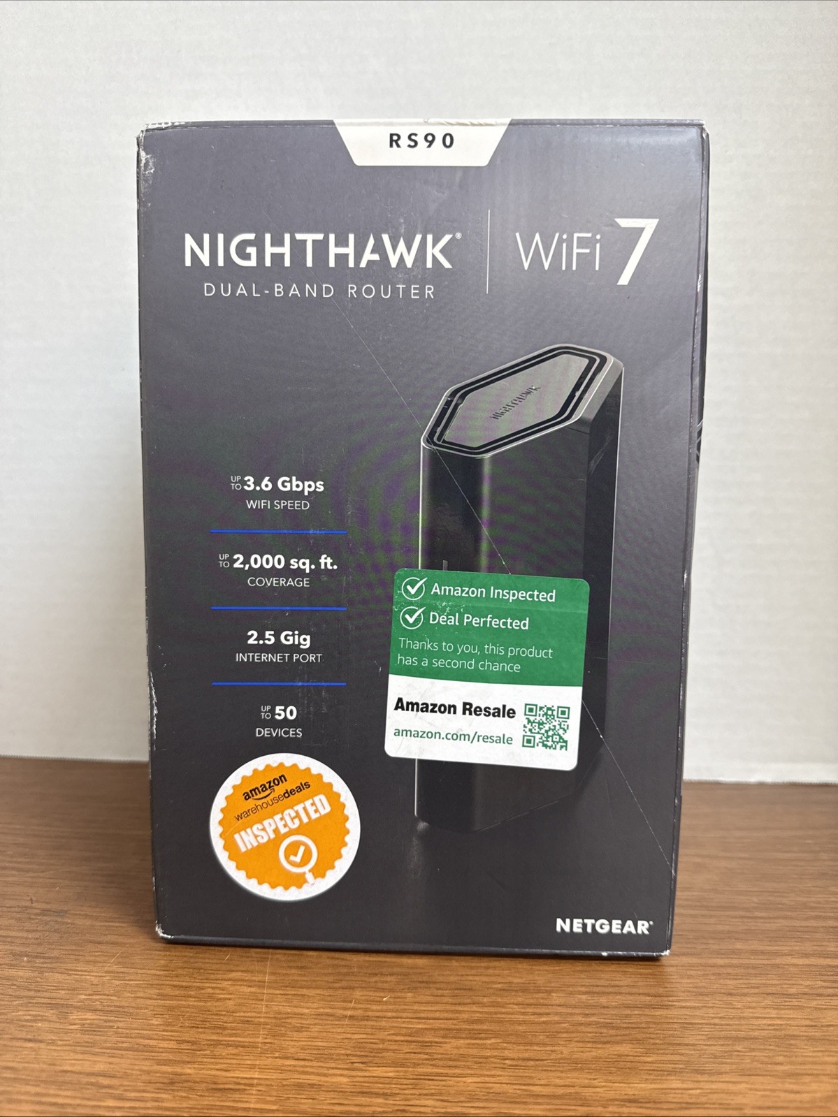 Netgear Nighthawk RS90 BE3600 WiFi 7 Router Black 3.6 Gbps Dual-Band 2000 sq ft