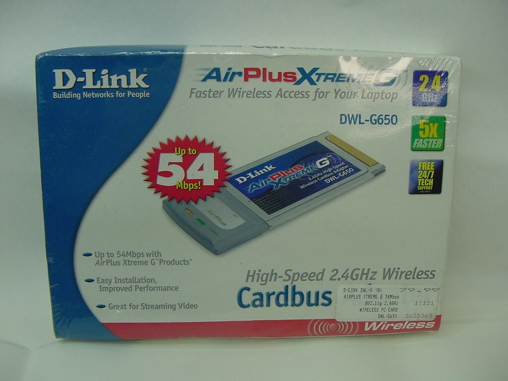 NEW SEALED D-LINK AIR PLUS XTREME G HIGH SPEED 2.4GHZ WIRELESS CARDBUS DWL-G650
