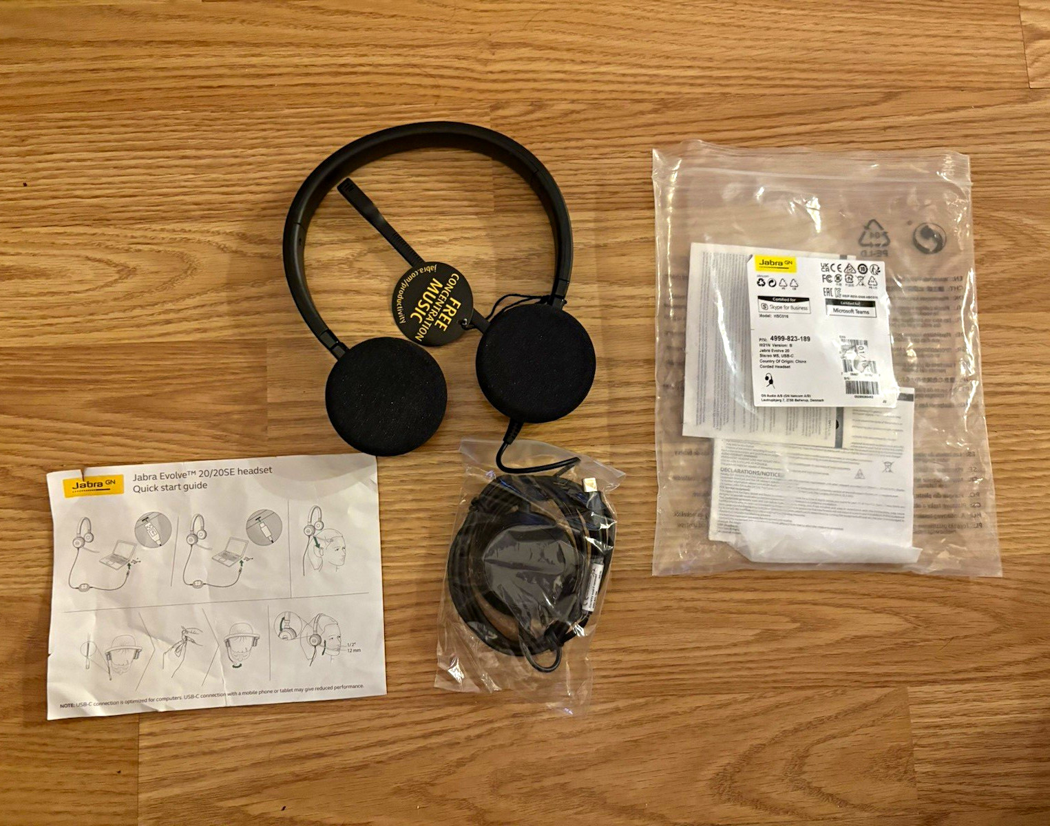 Jabra Evolve 20 Stereo MS USB-C Headset HSC016 4999-823-189 NEW