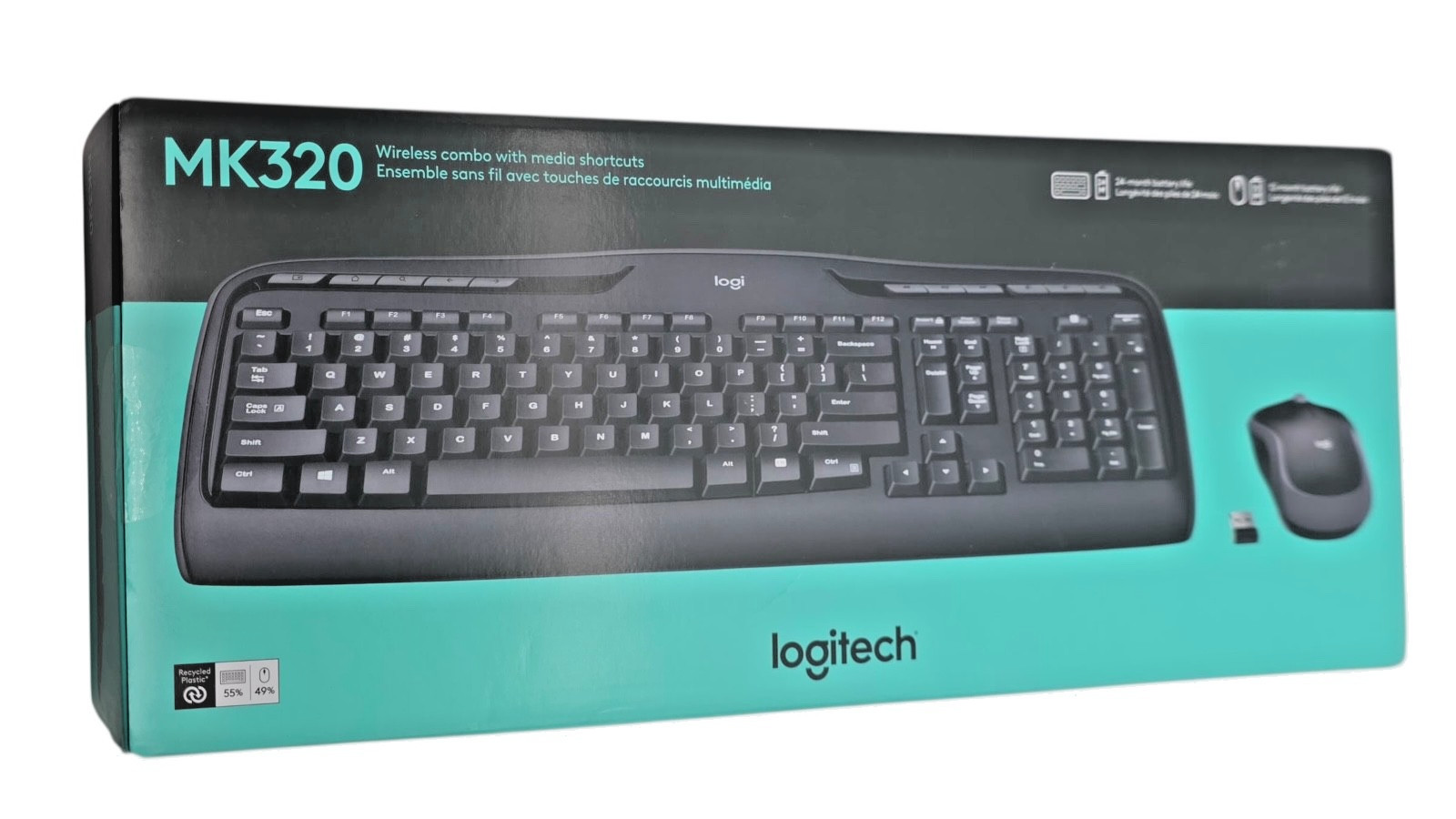 NEW Logitech MK320 Wireless Membrane Keyboard and Mouse Bundle Black