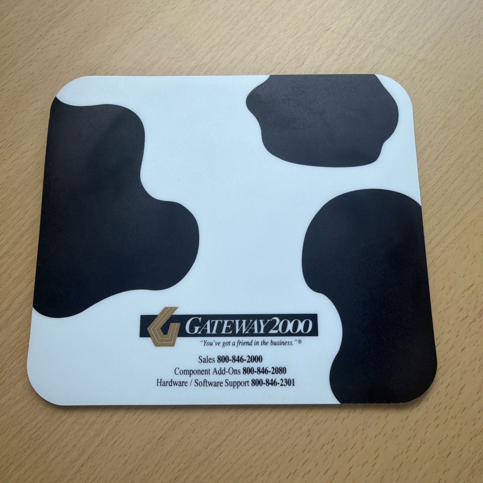 Vintage Gateway 2000 Computers Cow Print Mouse Pad 7.25x8.25” Mousepad