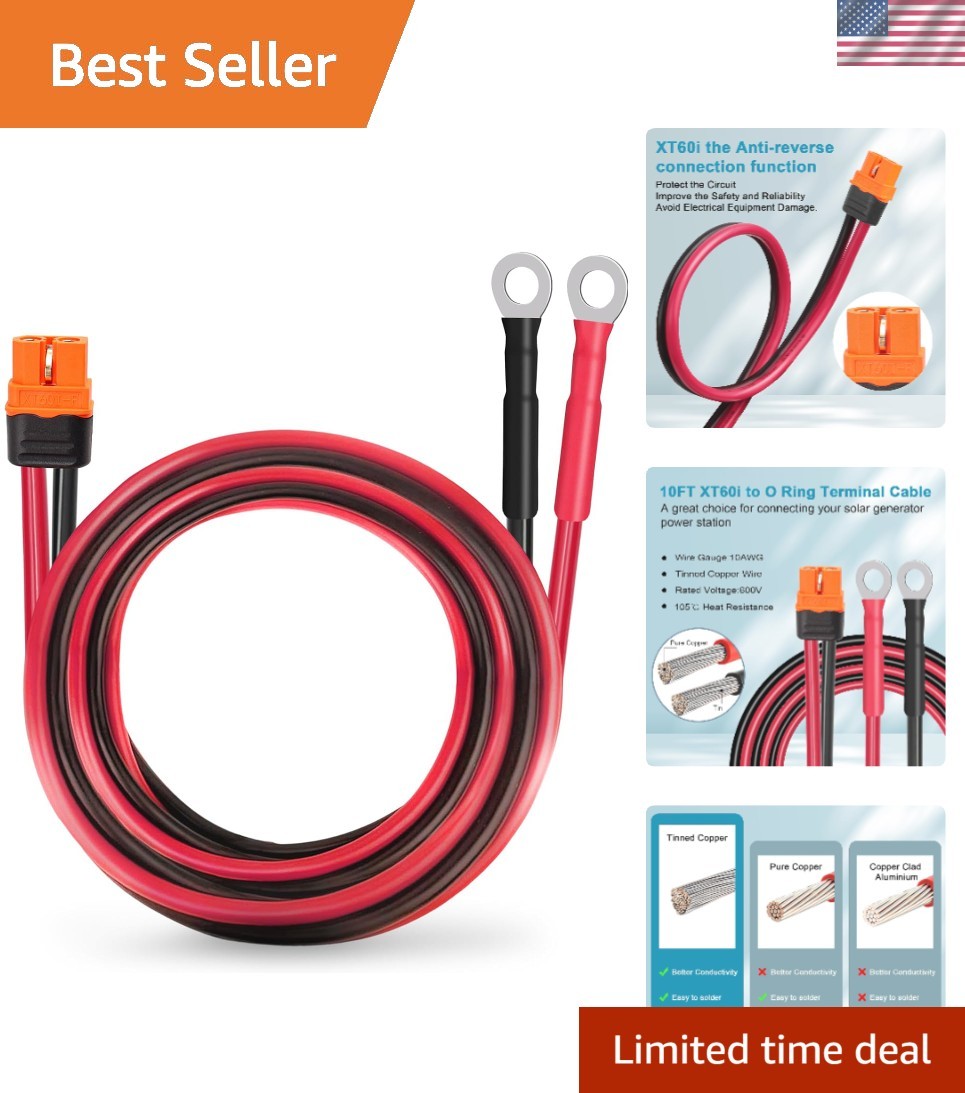 XT60i to Terminal Cable 10 AWG 10FT XT60i Female to Connector XT60i-F Extensi...