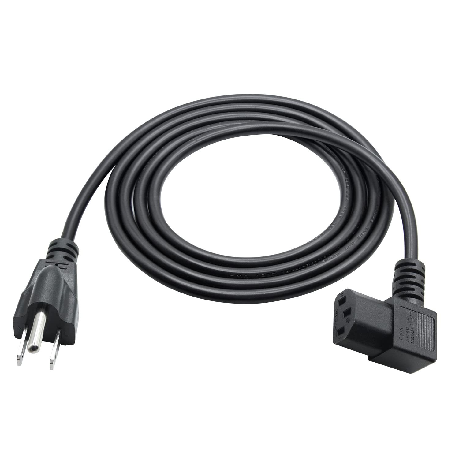 Right Angle Computer Power Cord 5.9FT,3 Prong Left Angle Monitor Power Cord NEMA