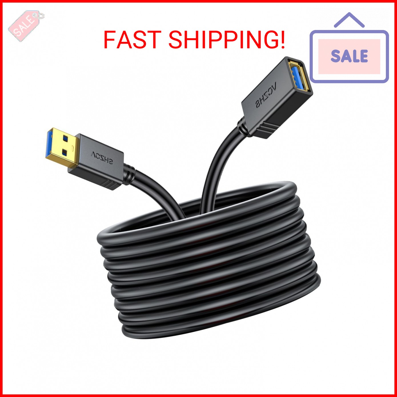VCZHS Tech USB 3.0 Extension Cable 20 FT, Heavy-Duty 22AWG Power Wire, USB Exten