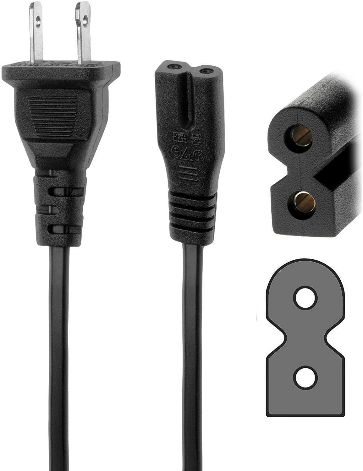 5ft AC Polarized Power Cord Cable Wire Lead For PHILIPS TV Vizio NISPT-2 2x18AWG