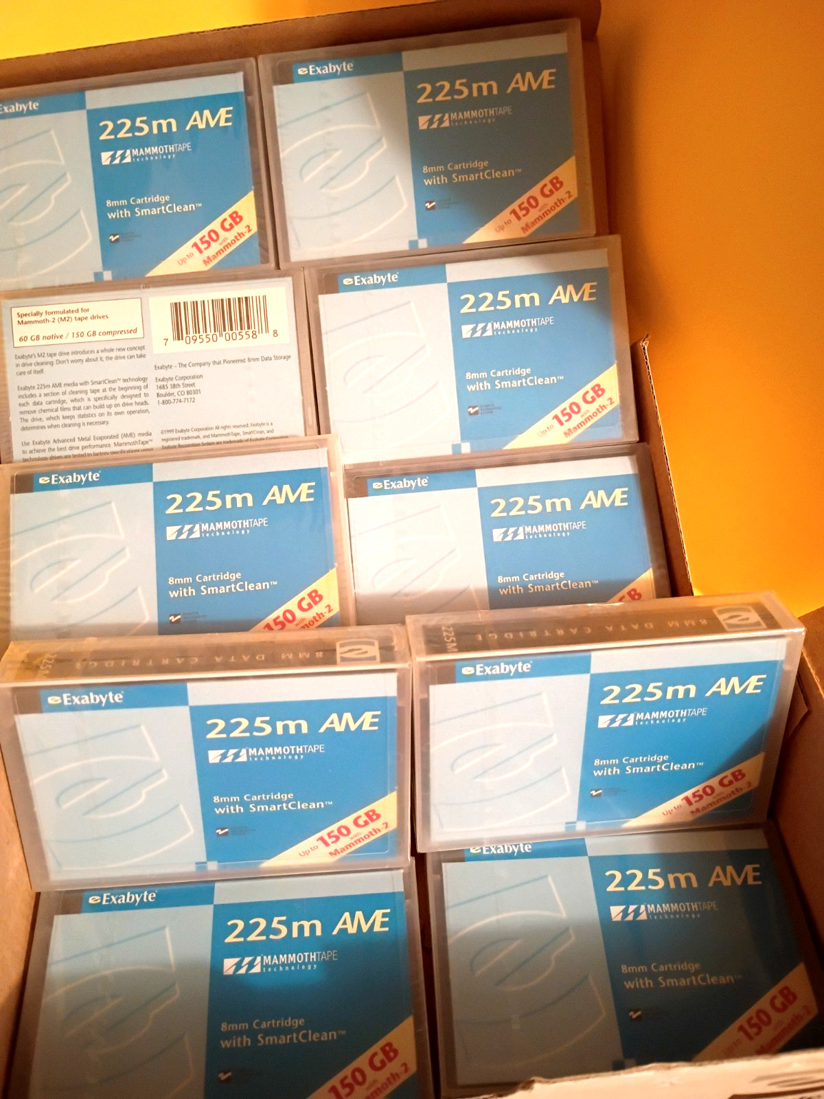 Exabyte 225m AME New Lot of 19 #00558 Data Cartridges w /smartclean pin