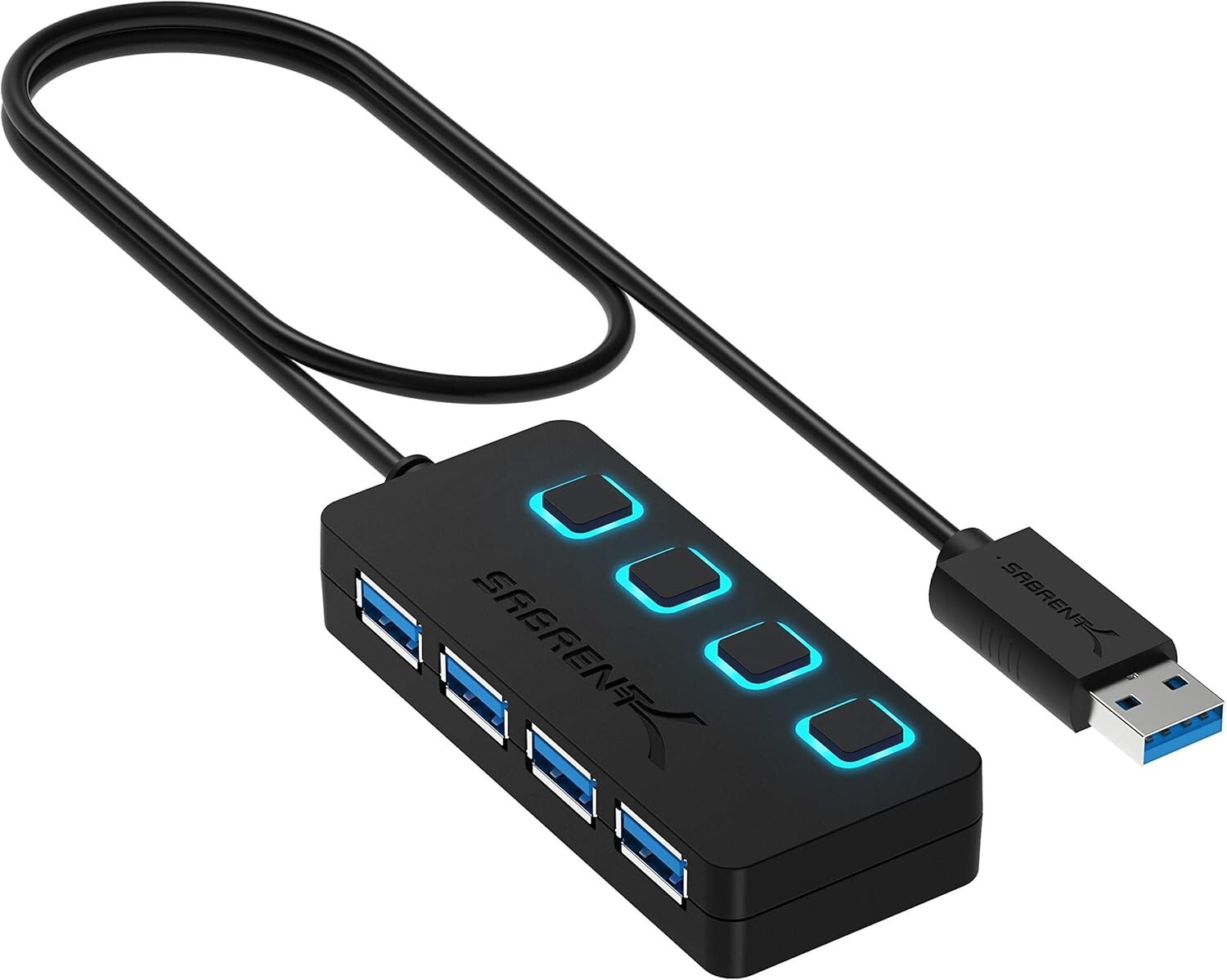Sabrent HB-UM43 4-Port USB 3.0 Hub with Individual LED Power Switches