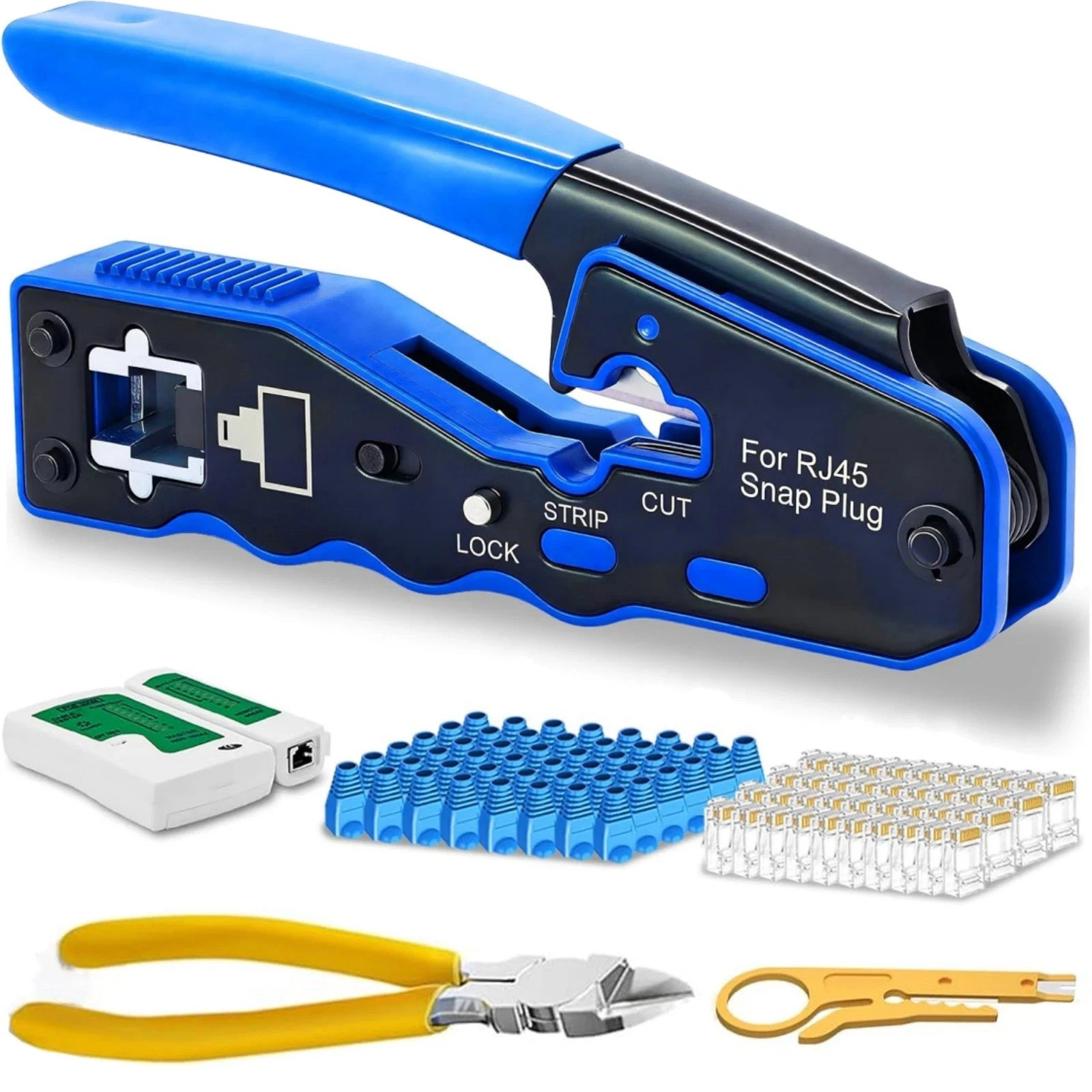 Ethernet Crimping Tool Kit RJ45 Crimp Tools,CAT5 Cat5e Cat6 RJ45 Crimping Tool