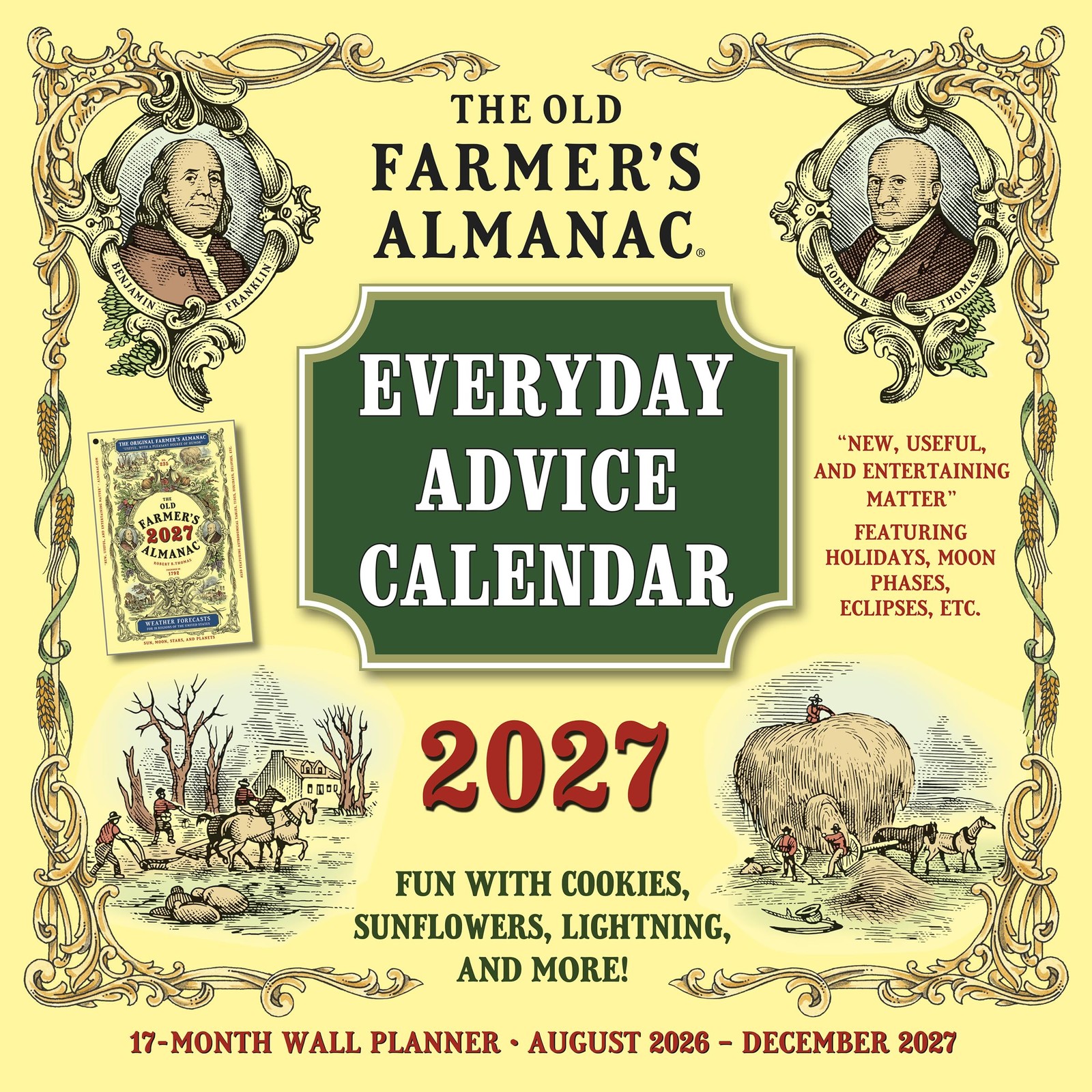 Wall Calendar 17 Month Family Planner 12 x Moon Phases Old Farmer s Farmers 2027