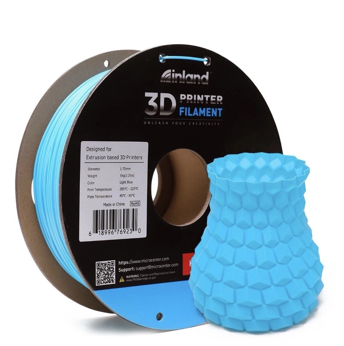 INLAND High Speed PLA+ 1.75mm Filament 1kg Light Blue