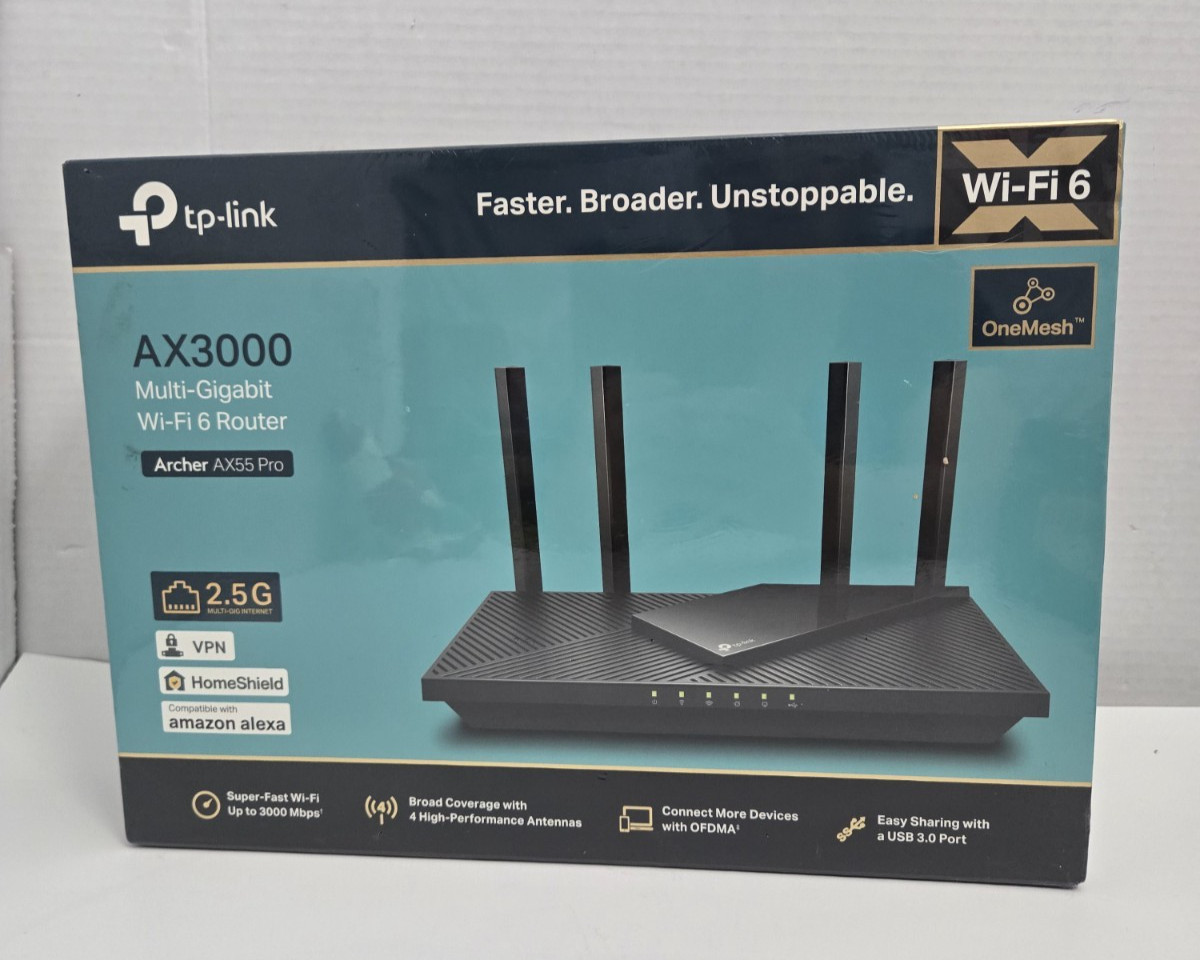 TP-LINK Archer AX55 Pro AX3000 Wi-Fi 6 Multi-Gig 2.5G OneMesh Router UNUSED