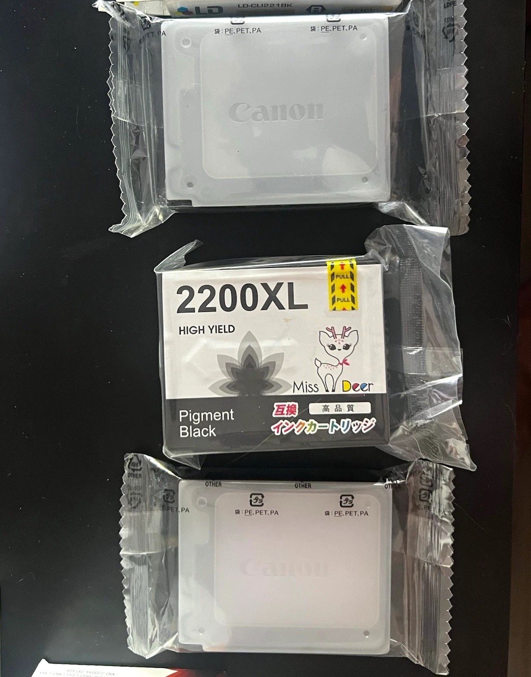 3 Canon PGI-2200/2200XL Inkjet Ink Cartridge Set 2 Black Pigment & 1 Magenta