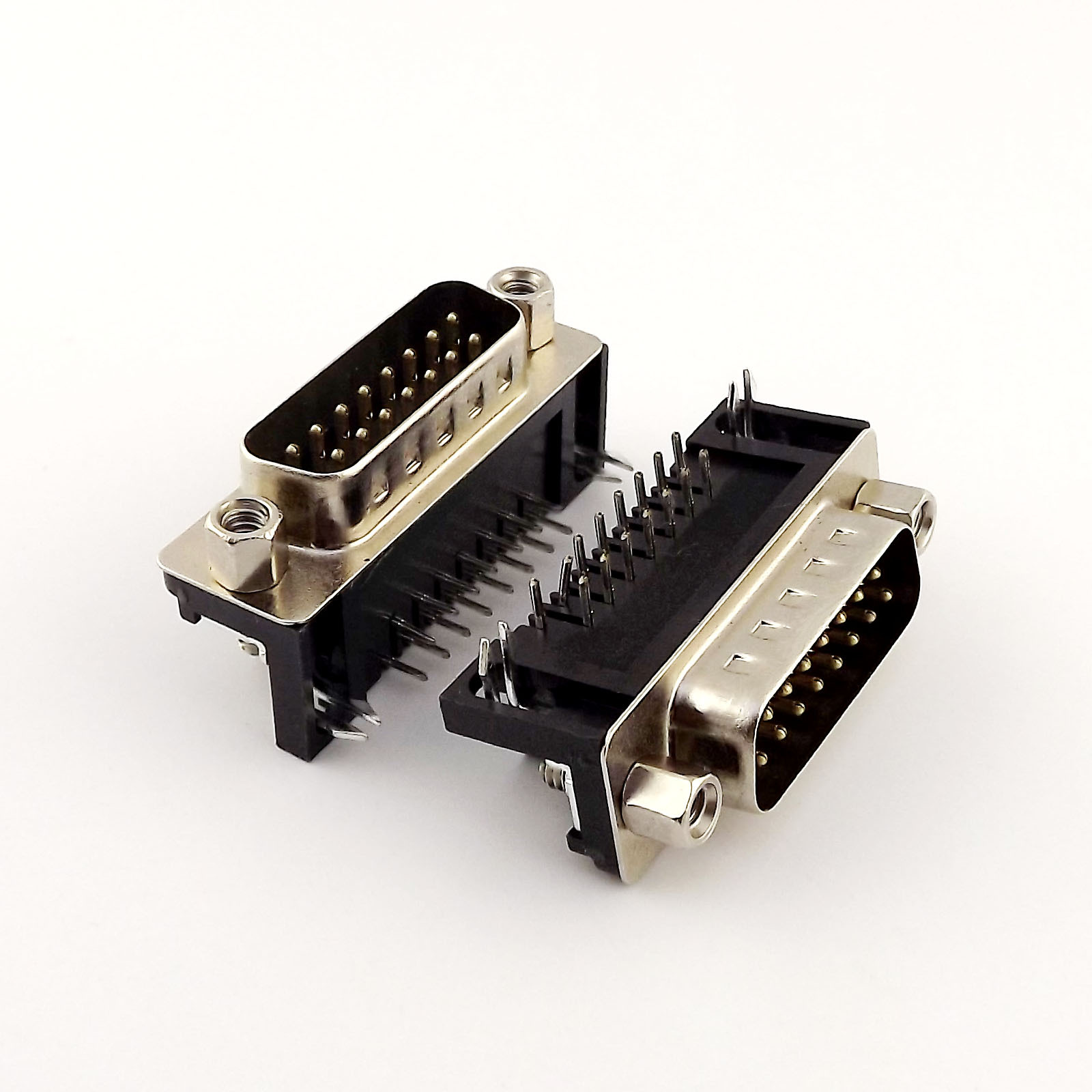 10x D-SUB 15 Pin Male Right Angle PCB Solder Connector Adapter 2 Rows DB15